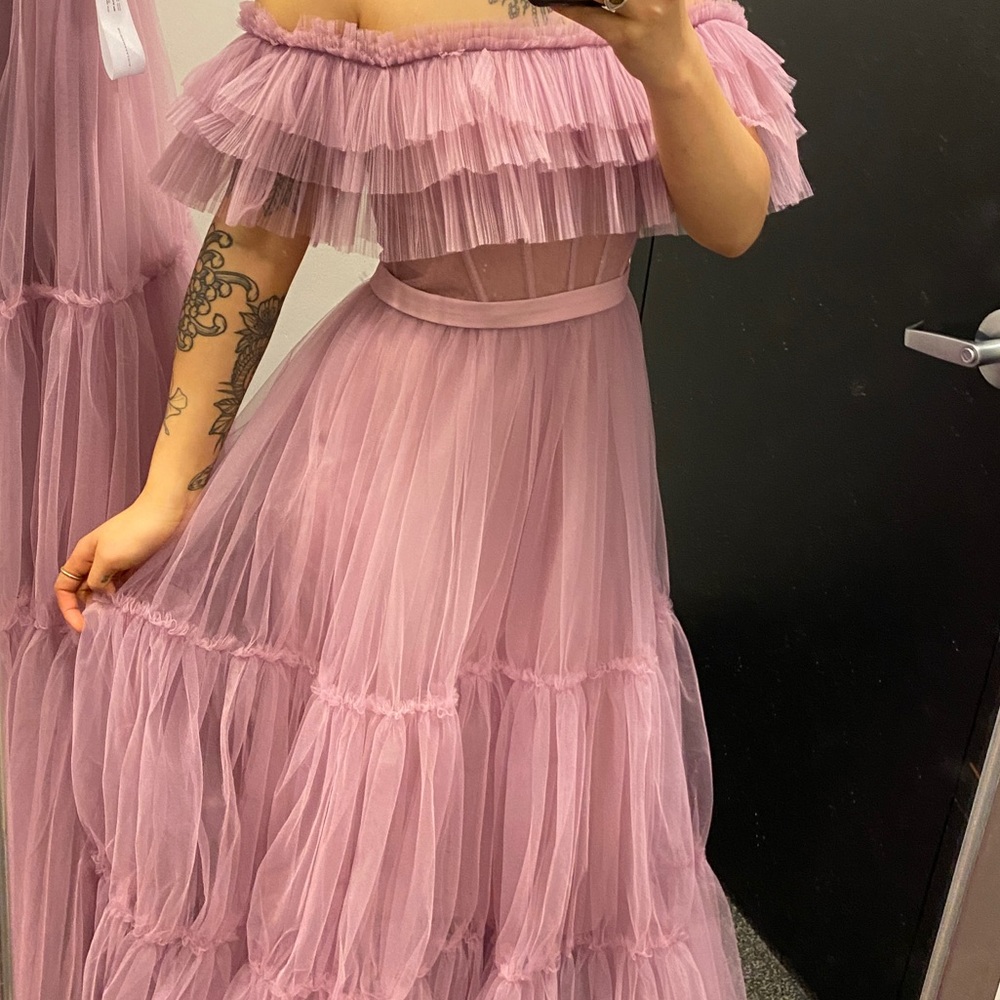 BNWT BCBG purple tulle corset dress 8